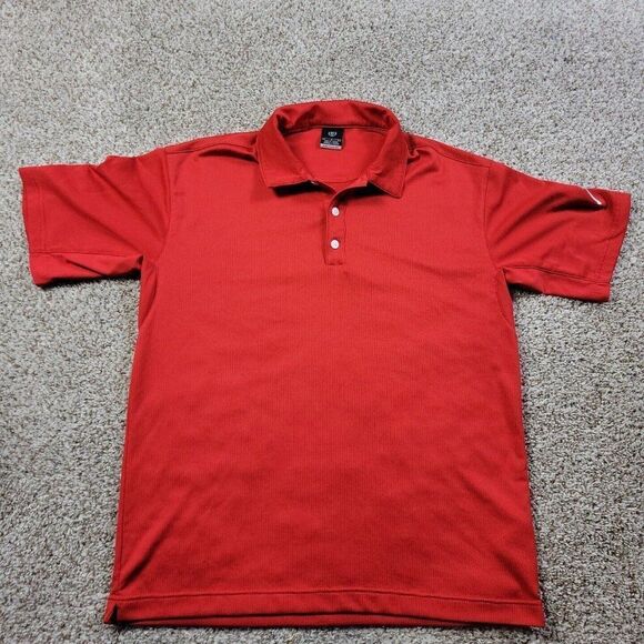 Nike Golf Polo Shirt Mens Large Red W Logo Short Sleeve Sphere Dry - Picture 1 of 8